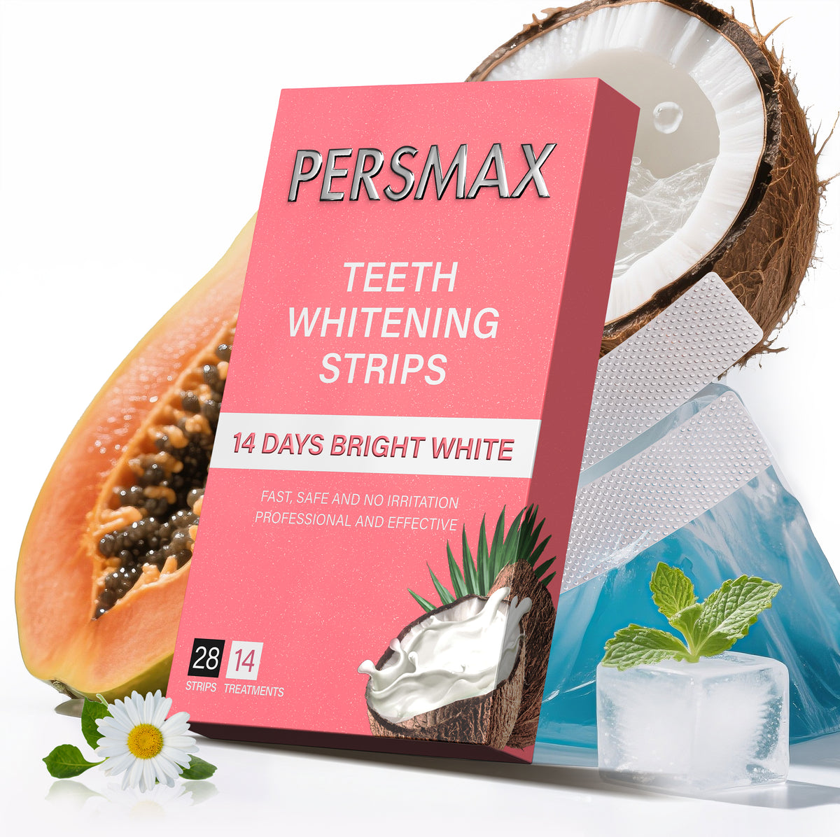 PERSMAX Coconut Flavor Teeth Whitening Strips-14 Treatments 28 Strip - PERSMAX