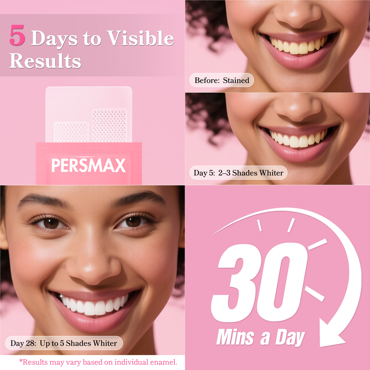 PERSMAX Coconut Flavor Teeth Whitening Strips-14 Treatments 28 Strip - PERSMAX