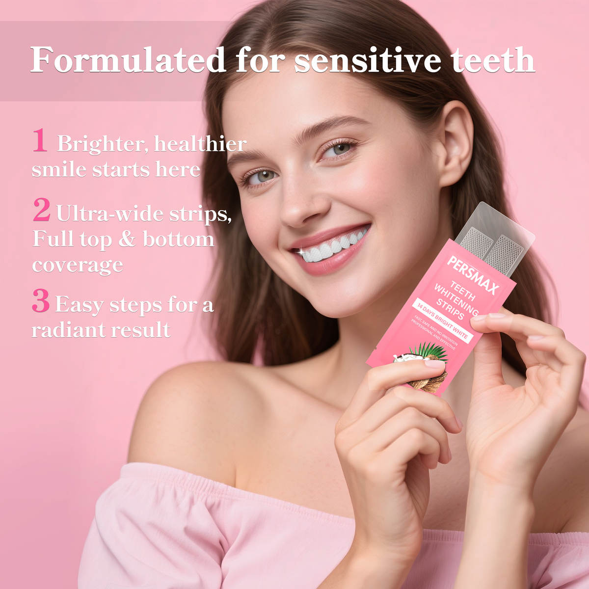 PERSMAX Coconut Flavor Teeth Whitening Strips-14 Treatments 28 Strip - PERSMAX