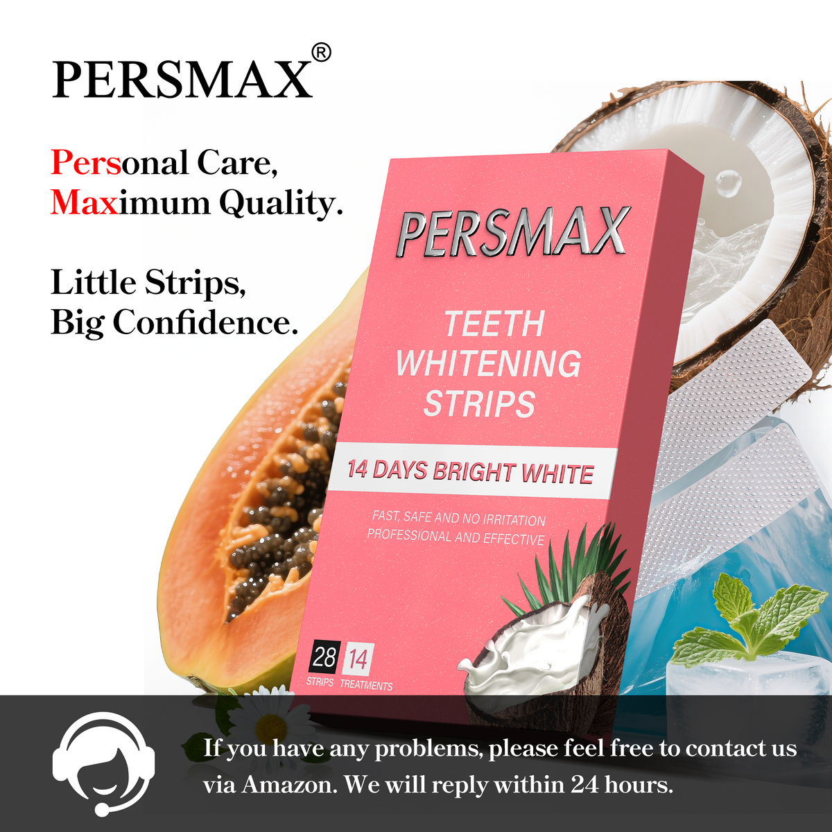 PERSMAX Coconut Flavor Teeth Whitening Strips-14 Treatments 28 Strip - PERSMAX