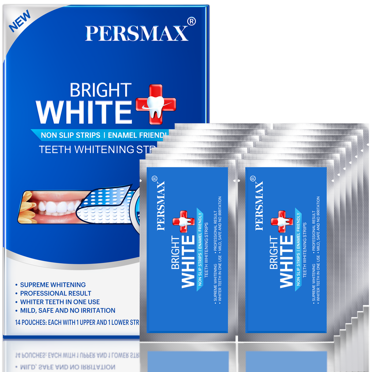 PERSMAX Teeth Whitening Strips – Professional Dentist Approved, Gum-Safe Formula, 28 Non-Slip Strips Kit, 14 Treatment, Pain-Free Express Whitening in 30 Min, Easy to Use for Bright Smile - PERSMAX