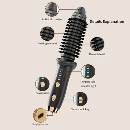 PERSMAX Electric combs,new wireless curling hair brush rechargeable home multi-function straight curling dual-purpose no hair damage big wave curling comb - PERSMAX