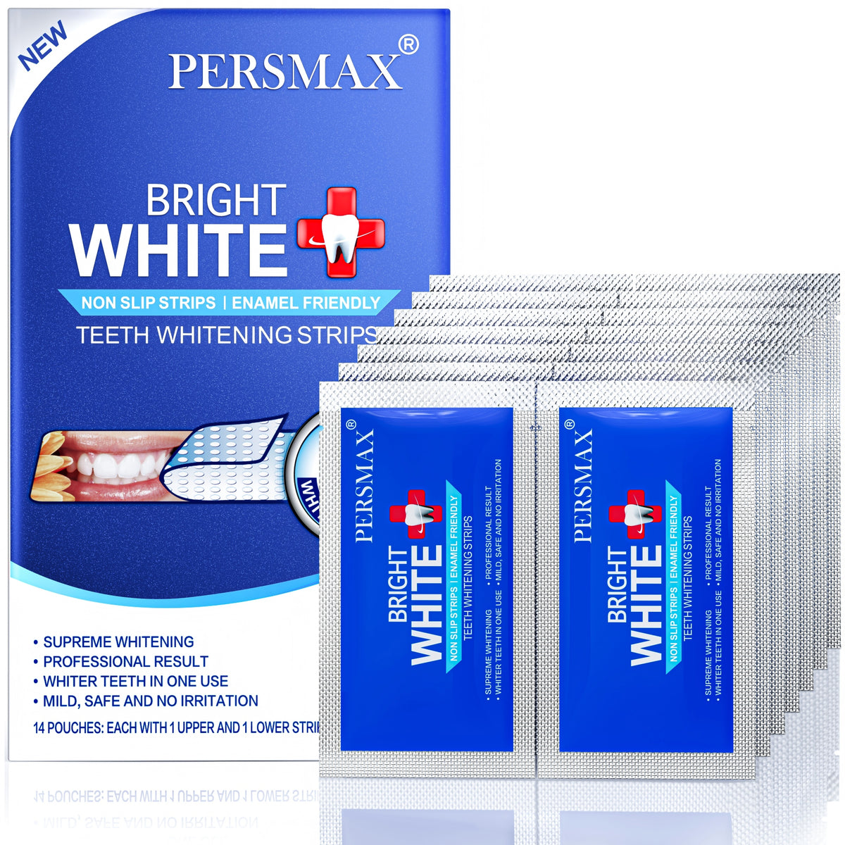 PERSMAX Teeth Whitening Strips – Professional Dentist Approved, Gum-Safe Formula, 28 Non-Slip Strips Kit, 14 Treatment, Pain-Free Express Whitening in 30 Min, Easy to Use for Bright Smile - PERSMAX
