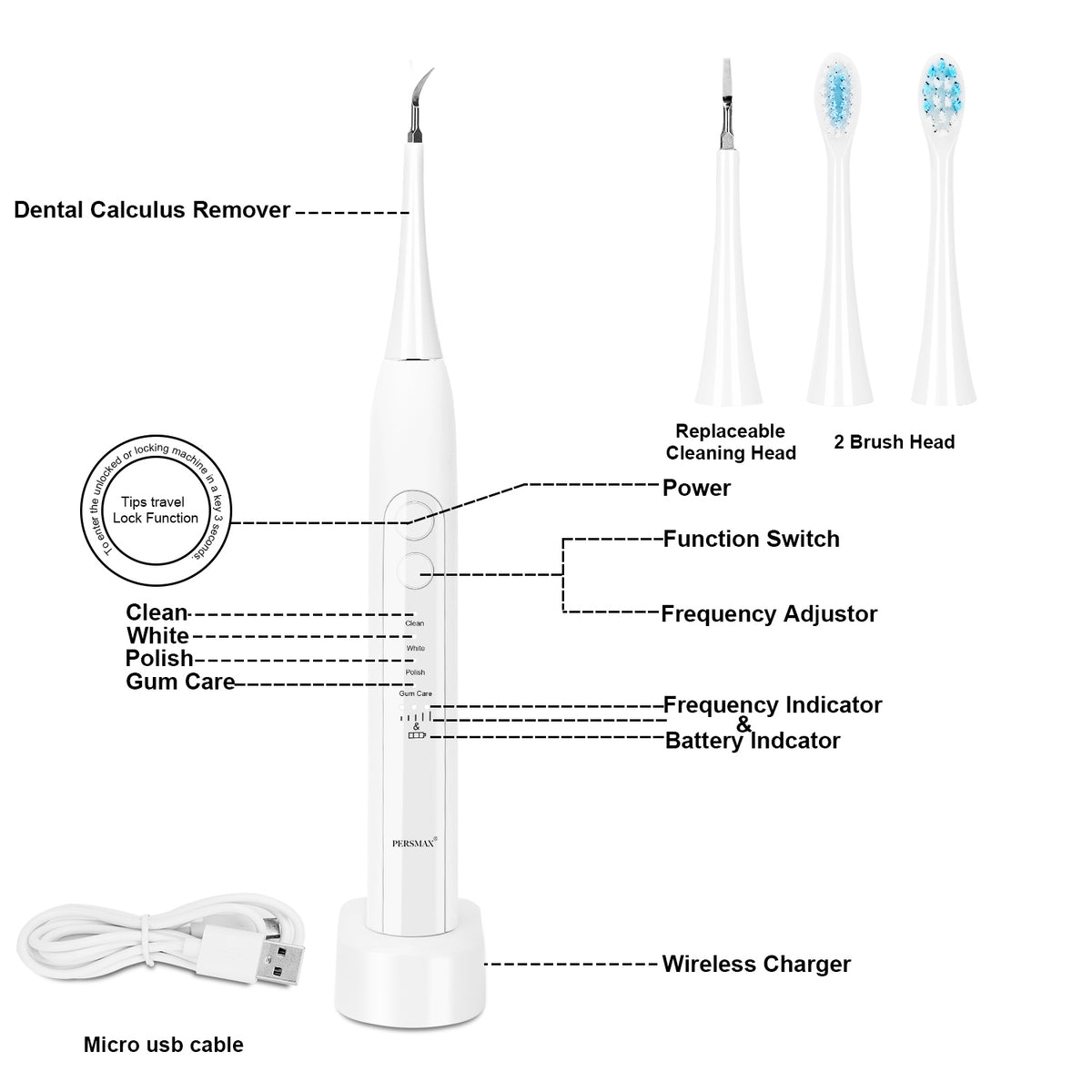 white electric dental calculus remover